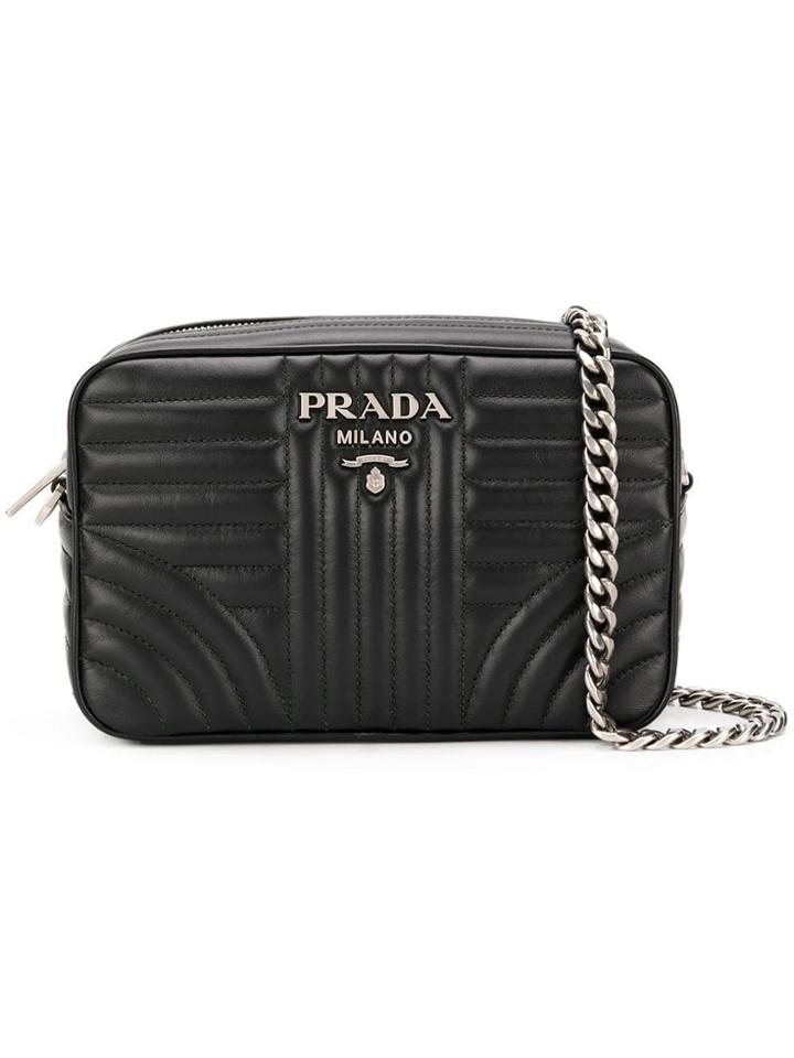 Prada Black Diagram Quilted Leather Cross Body Bag