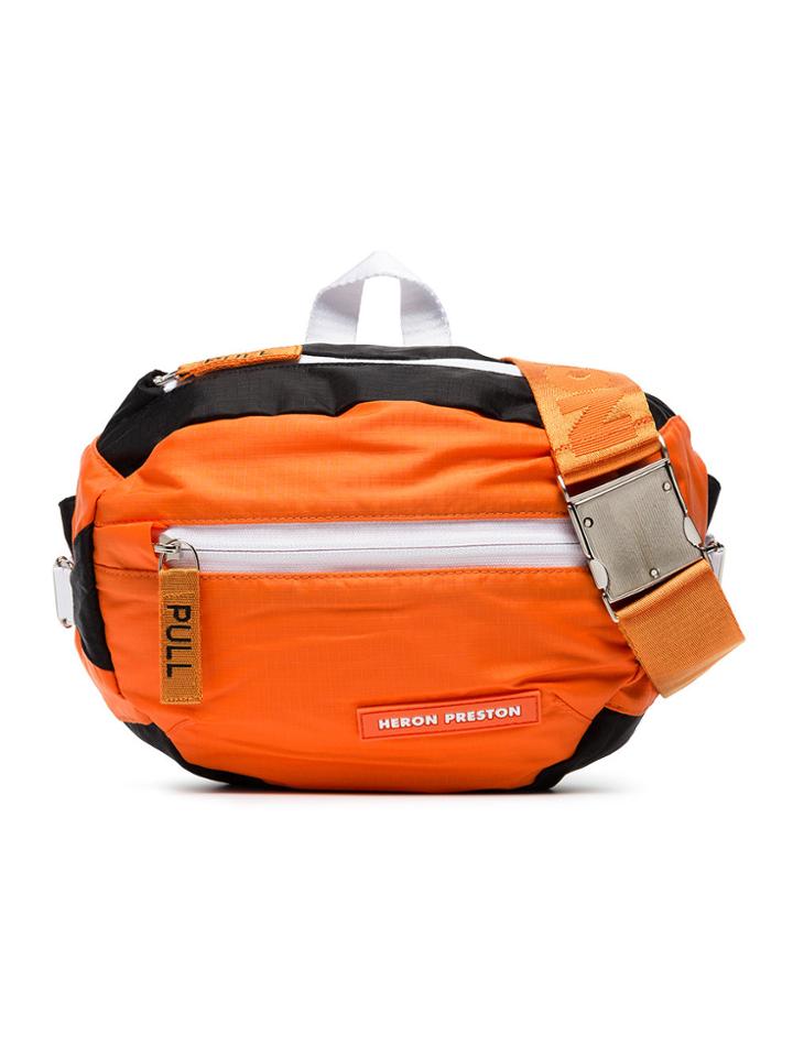 Heron Preston Orange, Black And White Industrial Strap Messenger Bag -