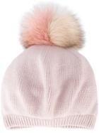 Miu Miu Pink Fur Pom Pom Hat - Pink & Purple