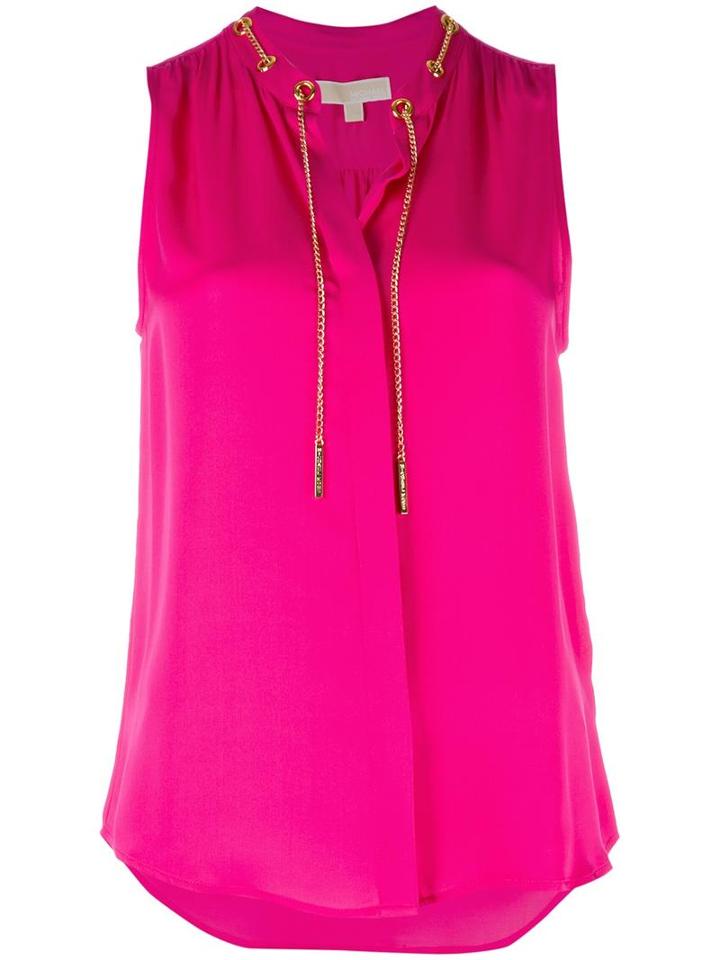 Michael Michael Kors Chain Detail Shirt, Women's, Size: Medium, Pink/purple, Silk