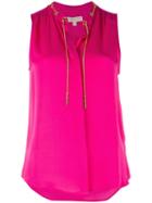Michael Michael Kors Chain Detail Shirt, Women's, Size: Medium, Pink/purple, Silk