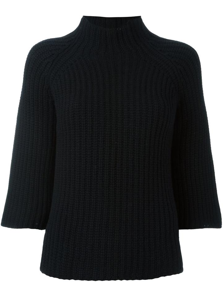 Eleventy Three-quarter-sleeve Jumper, Women's, Size: Small, Black, Cashmere/merino