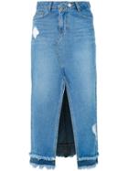 Sjyp Central Slit Denim Skirt - Blue