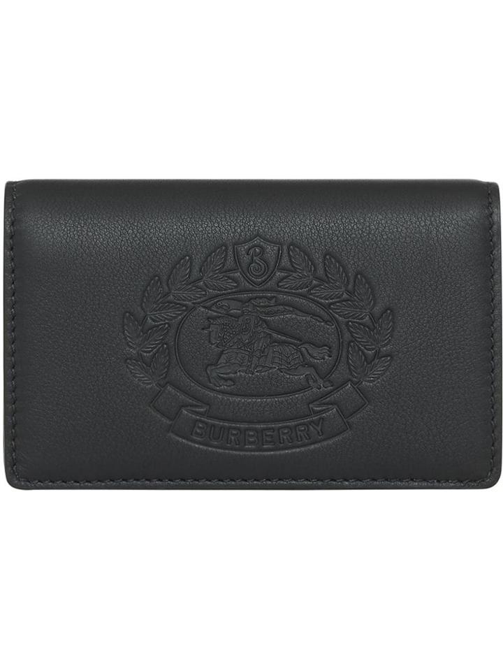 Burberry Small Embossed Crest Two-tone Leather Wallet - Black