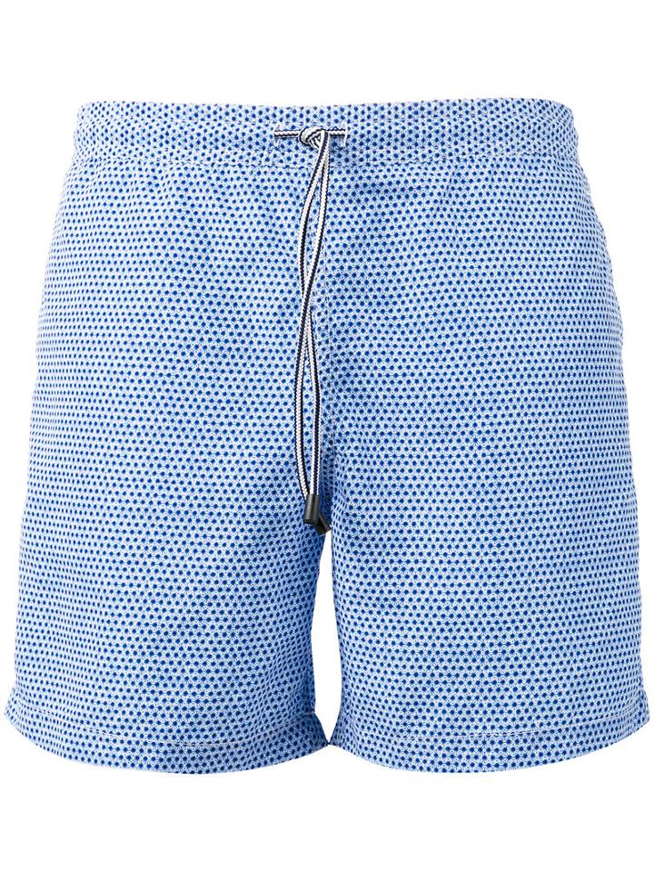 Fay Floral Print Swim Shorts, Men's, Size: Small, Blue, Polyester