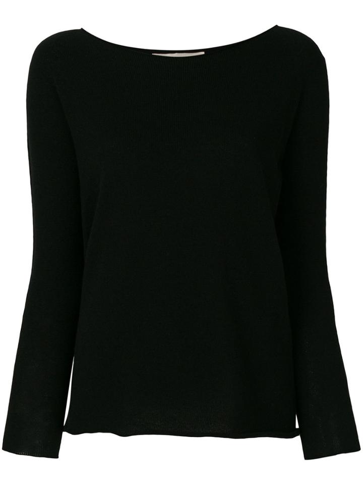 Lamberto Losani Slash Neck Sweater - Black