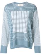 Ports 1961 Check And Stripe Detail Sweater - Blue