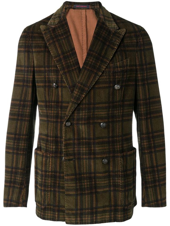 The Gigi Double Breasted Check Blazer - Green