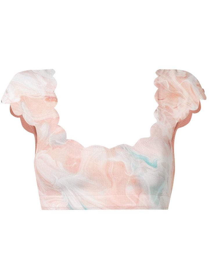 Marysia Marble Print Bikini Top - Pink