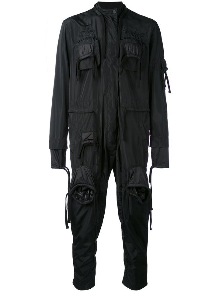 Ktz - Fringe Detail Jumpsuit - Men - Polyester - M, Black, Polyester