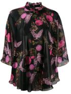 Giambattista Valli Floral Print Silk Top - Black