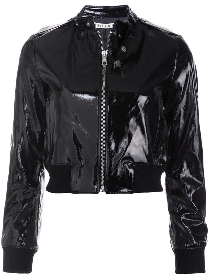 Alice+olivia Cropped Bomber Jacket - Black