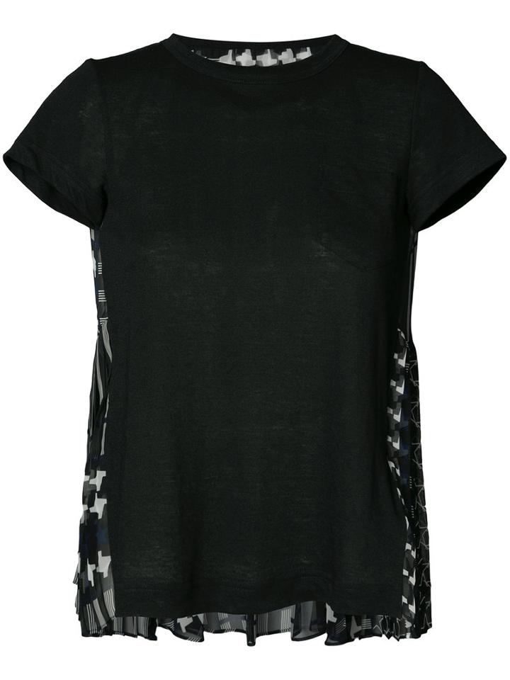 Sacai Rear-print T-shirt, Women's, Size: 3, Black, Linen/flax/polyester