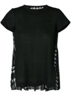 Sacai Rear-print T-shirt, Women's, Size: 3, Black, Linen/flax/polyester