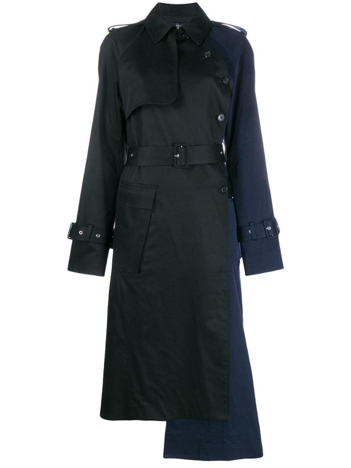 Rokh Two-tone Belted Raincoat - Blue