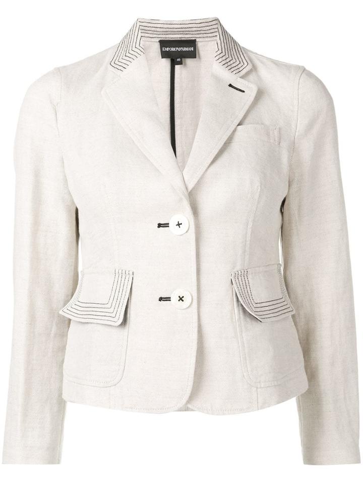Emporio Armani Contrast Stitch Blazer - Neutrals