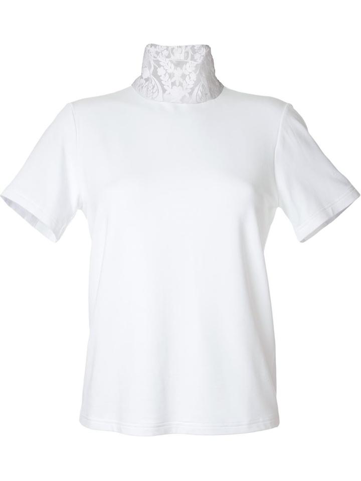 Cityshop Lace Turtle Neck T-shirt, Women's, White, Nylon/polyurethane/rayon
