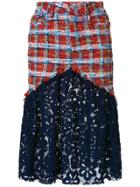 Daizy Shely Lace-panelled Tweed Skirt - Blue