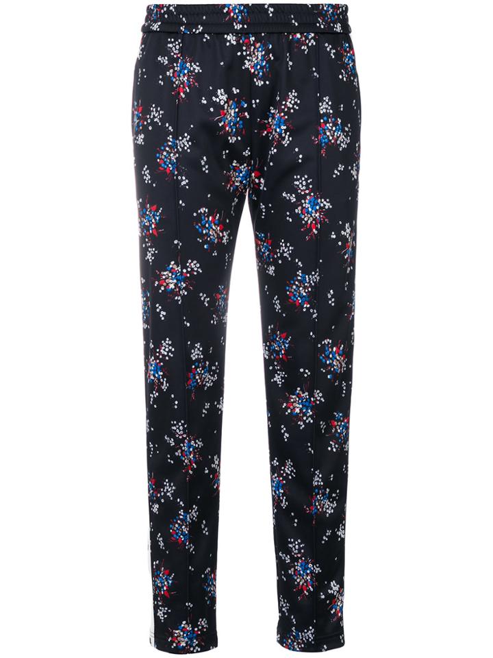 Msgm Track Flower Logo Pants - Black