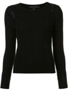 Marc Jacobs Holey Cable Knit Top, Women's, Size: Large, Black, Cashmere