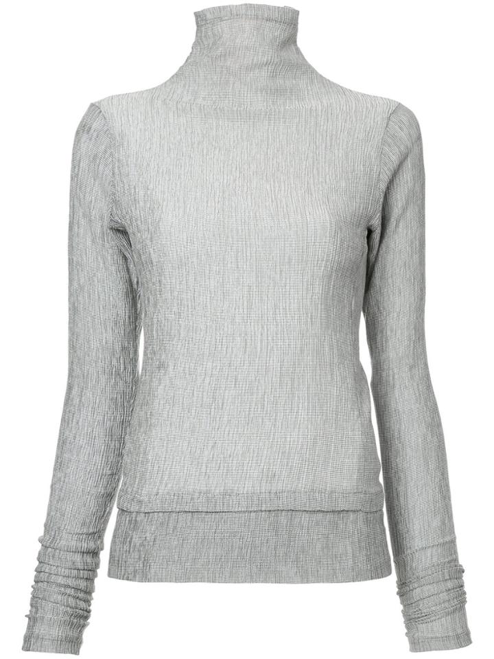 Taylor Crinkle Turtle Neck Top - Grey