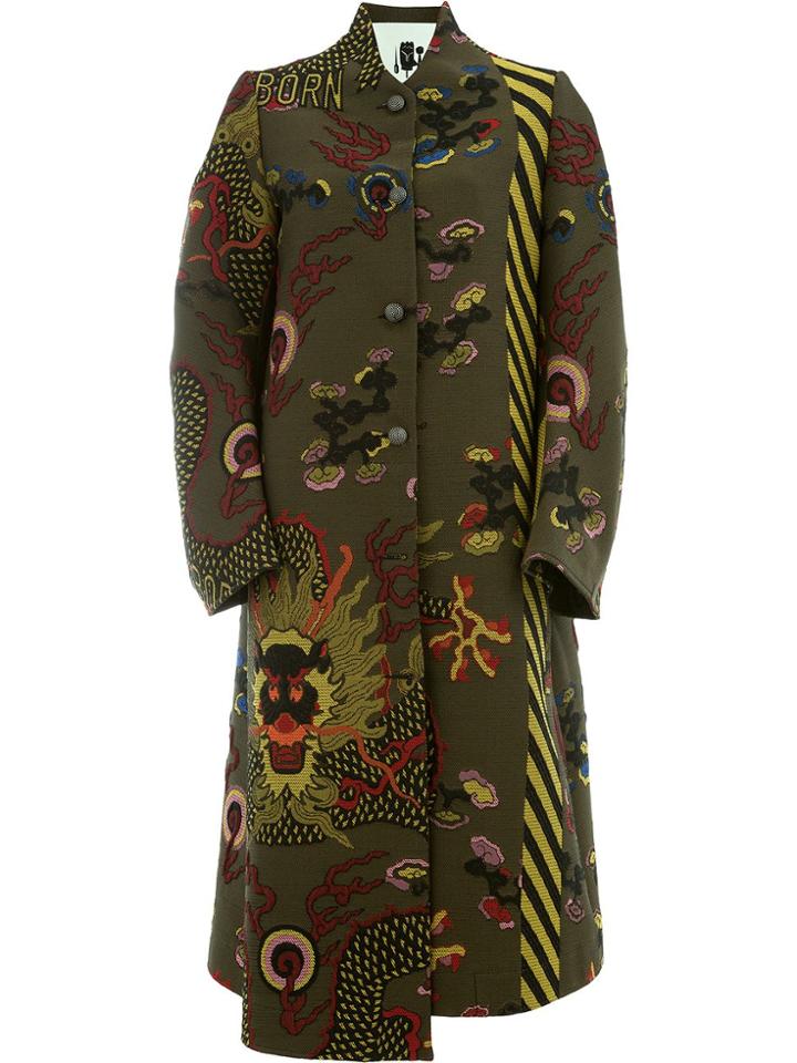 Aganovich Embroidered Single Breasted Coat - Green
