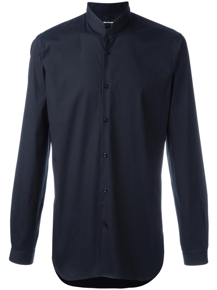 The Kooples Mandarin Collar Shirt, Size: Xs, Blue, Cotton/polyamide/spandex/elastane