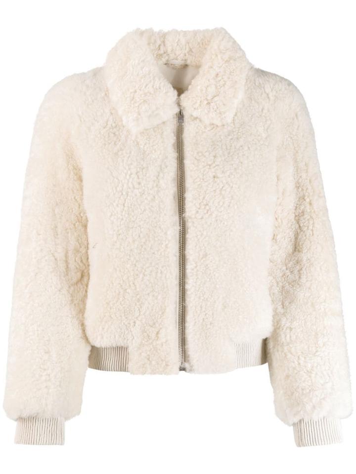 Isabel Marant Shearling Bomber Jacket - White