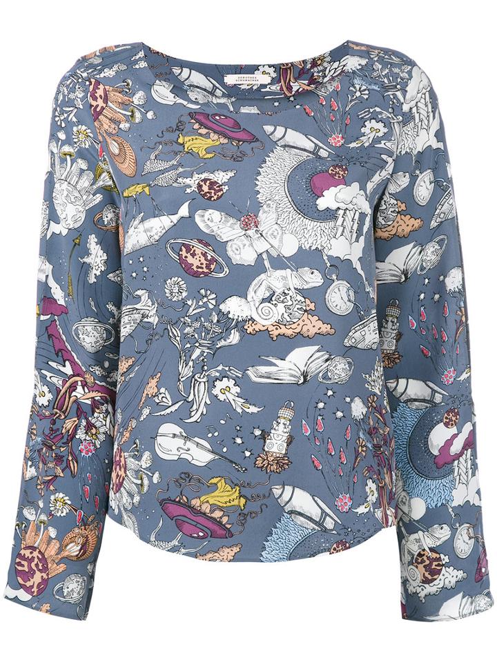 Dorothee Schumacher - Printed Top - Women - Silk/viscose - 4, Blue, Silk/viscose