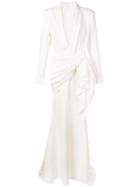 Christian Siriano Deep V-neck Gown - White