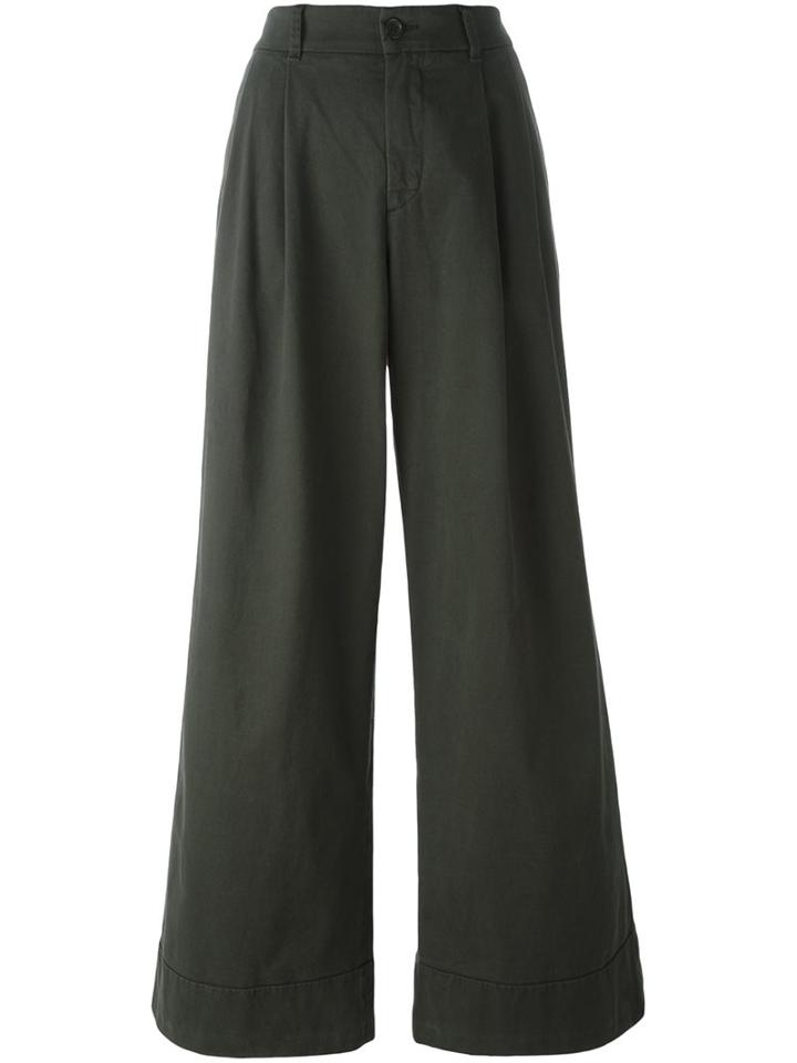 P.a.r.o.s.h. Wide-legged Draped Trousers, Women's, Size: Small, Green, Cotton/spandex/elastane