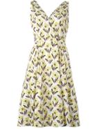 Prada Floral Print Dress, Women's, Size: 42, White, Cotton/spandex/elastane
