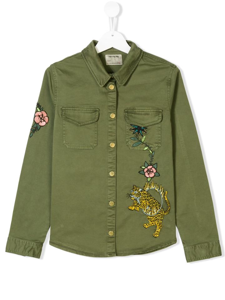 Zadig & Voltaire Kids Embroidered Flower Shirt - Green