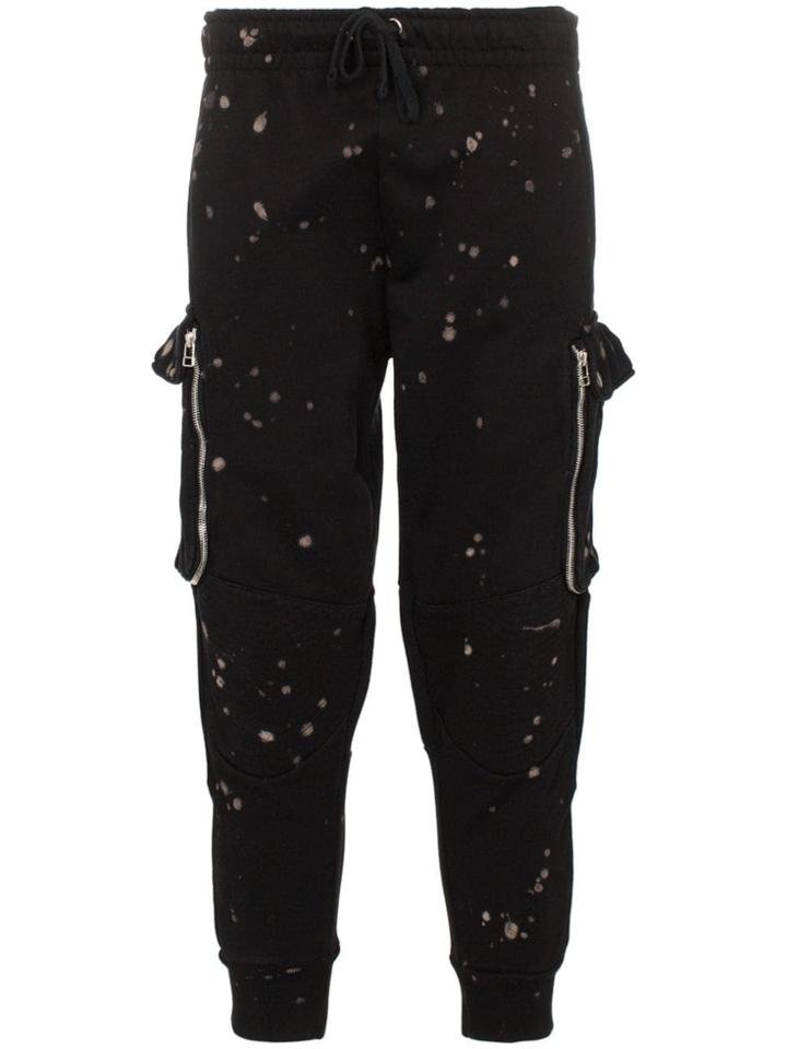 Faith Connexion Paint Print Cargo Cotton Sweat Pants - Black