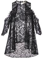 Nicole Miller Lace Flared Pattern Transparent Top - Black