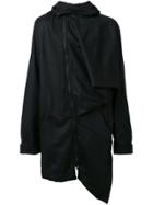 Moohong Asymmetric Hooded Coat - Black