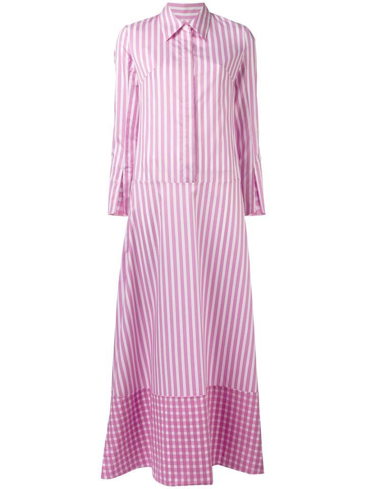 Dondup Striped Maxi Dress, Women's, Size: 40, White, Cotton