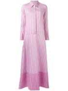 Dondup Striped Maxi Dress, Women's, Size: 40, White, Cotton