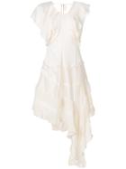 Chloé Asymmetric Lace-trimmed Dress - Nude & Neutrals