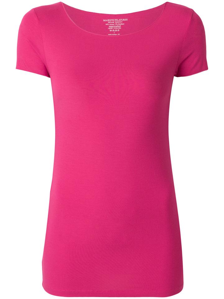 Majestic Filatures Slim Round Neck T-shirt - Pink & Purple