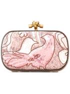 Bottega Veneta Vintage Embroidered Knot Clutch - Pink & Purple