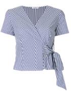 P.a.r.o.s.h. Striped Wrap Front Blouse - Blue