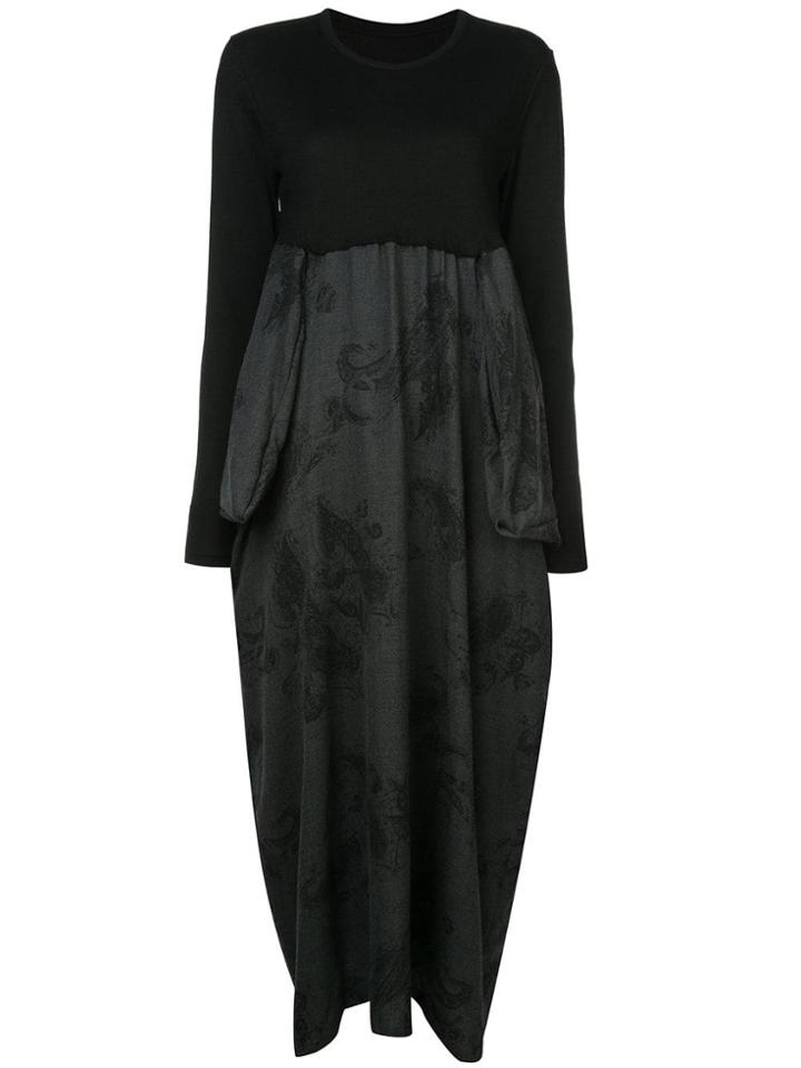 Y's Panelled Floral-print Maxi Dress - Black