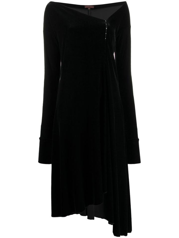 Romeo Gigli Pre-owned 1990s Velvet Effect Asymmetric Hem Dress - Black