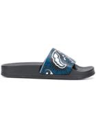 Red Valentino Paisley Print Slides - Blue
