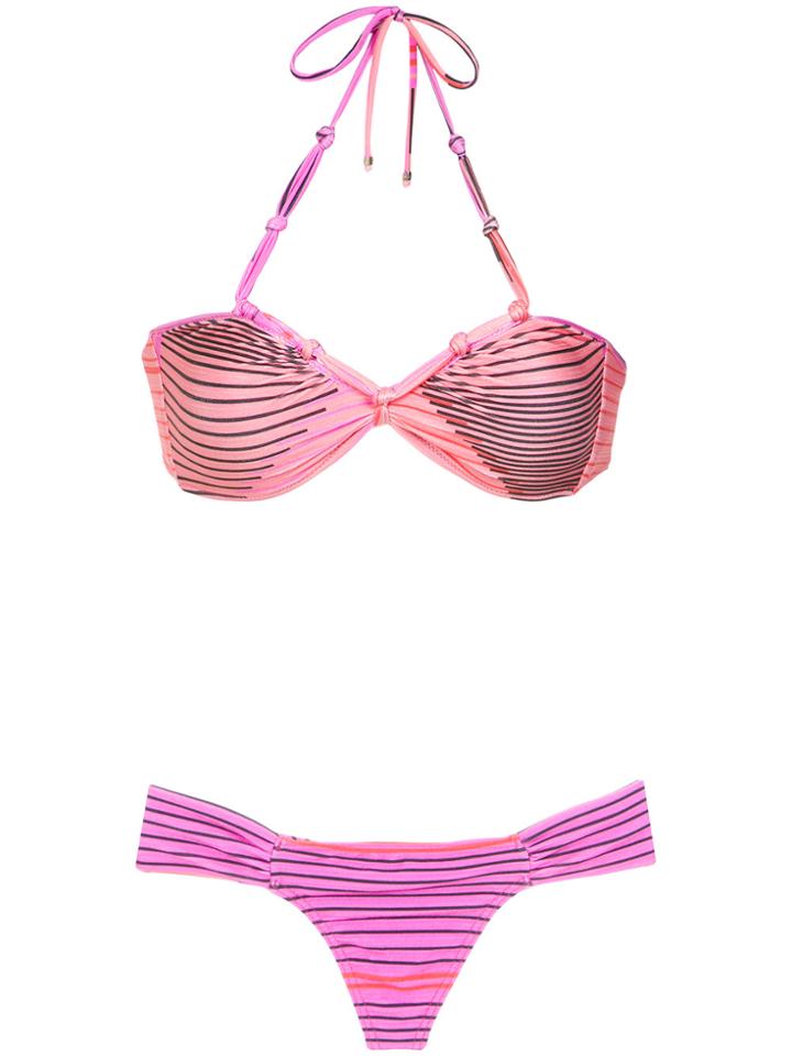 Amir Slama Halterneck Bikini Set - Pink & Purple