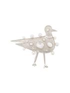 Oscar De La Renta Jewelled Seagull Brooch - Metallic