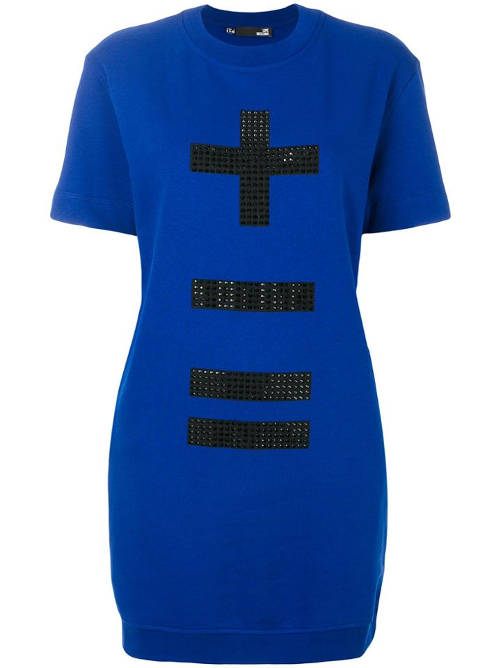 Love Moschino Embellished Sweatshirt Dress - Blue