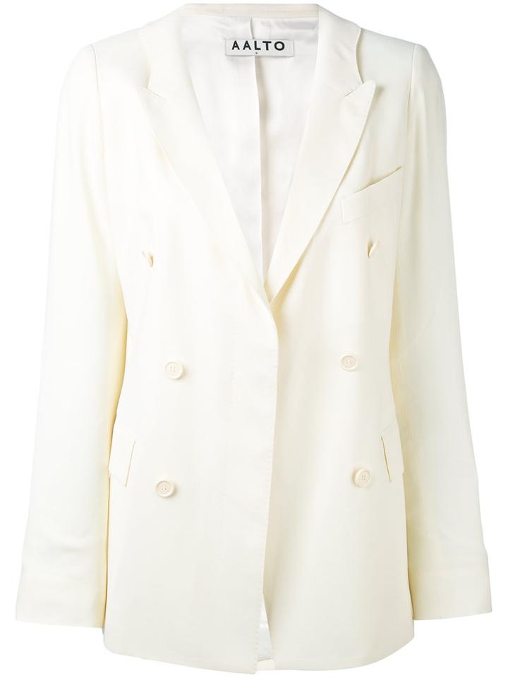 Aalto - Double Breasted Blazer - Women - Spandex/elastane/viscose/virgin Wool - 38, White, Spandex/elastane/viscose/virgin Wool