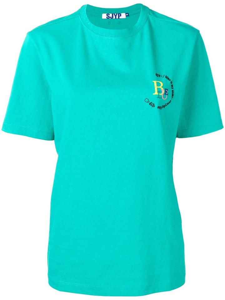 Sjyp Lettering Embroidery T-shirt - Green